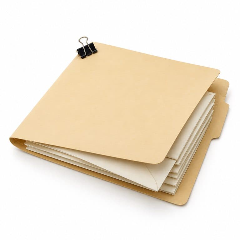 A manila folder holding a few letters.