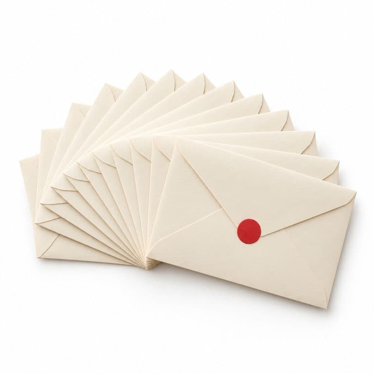 A fan of sealed envelopes.